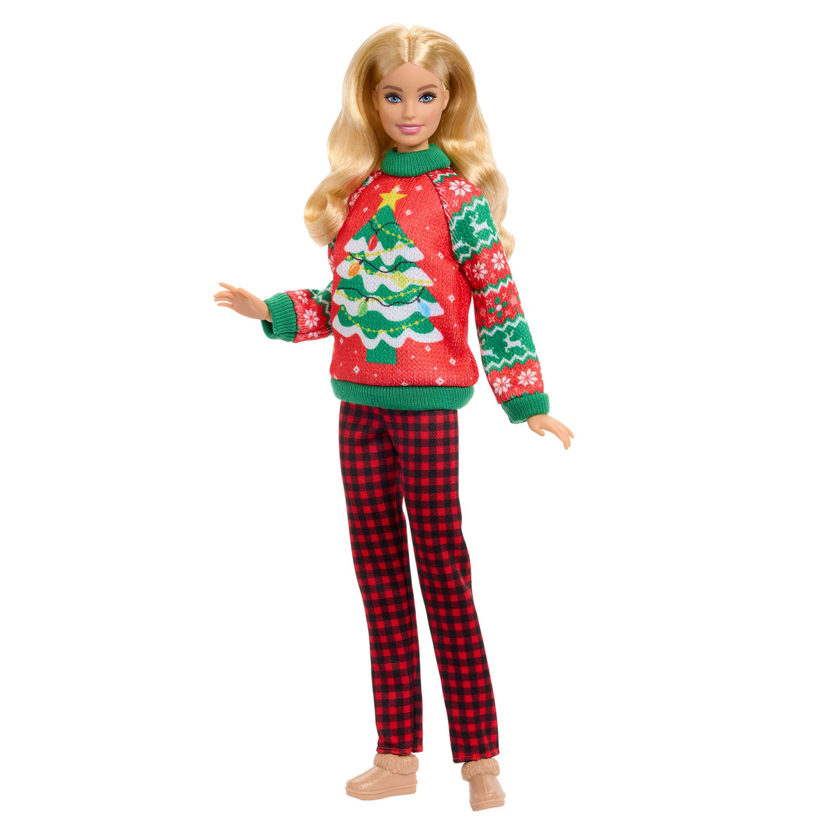 Barbie Holiday Sweater Doll, Collectible Ugly Sweater Doll in Themed Knit Sweater