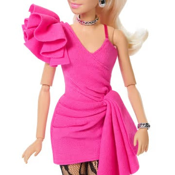 Barbie Deluxe Style Doll #15 in Hot Pink Barbiecore Dress With Lace Tights And Blonde Ponytail