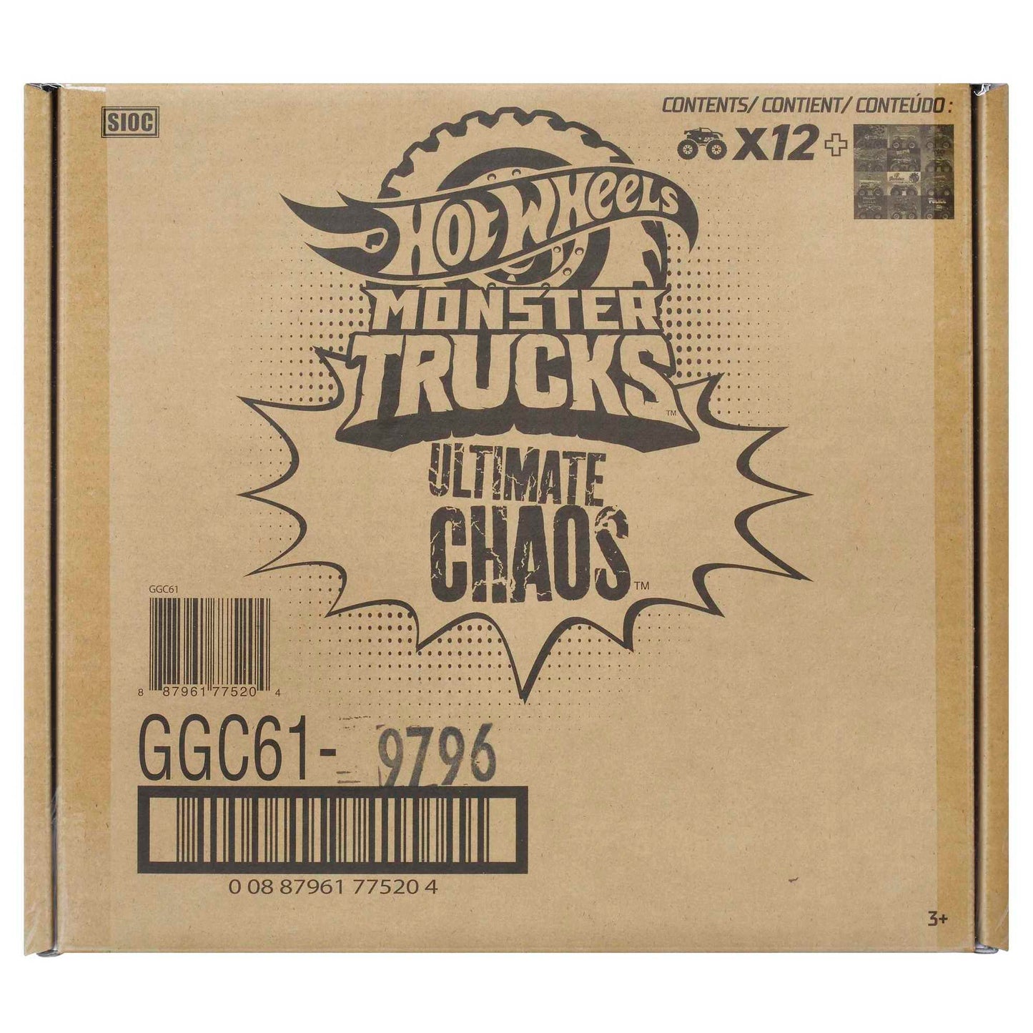 HOT WHEELS MONSTER TRUCKS ULTIMATE CHAOS 12PK 1 Vehicle